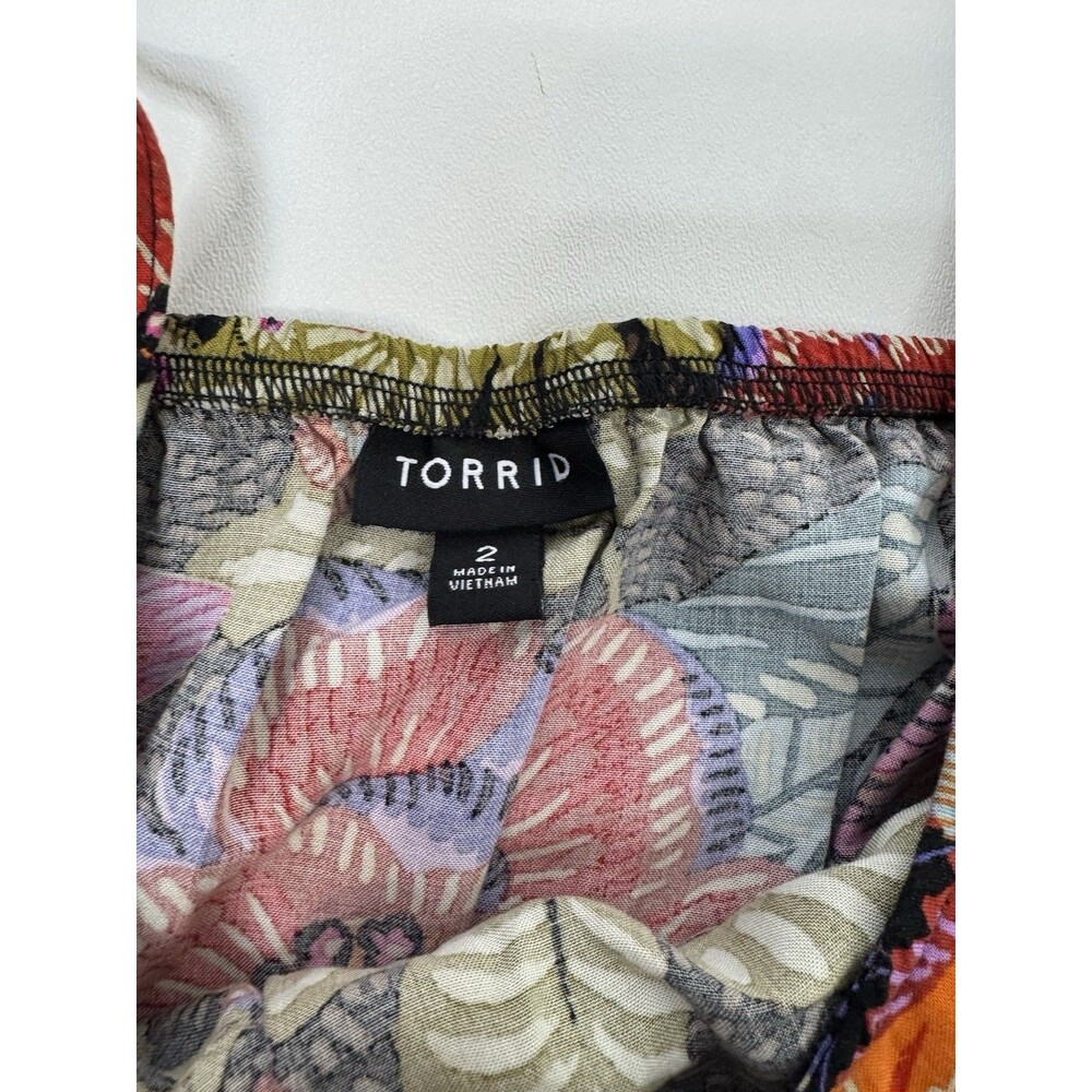 Torrid Maxi Challis Tiered Dress Floral Sz 2 Sleeveless Boho Summer Festival - Picture 12 of 14
